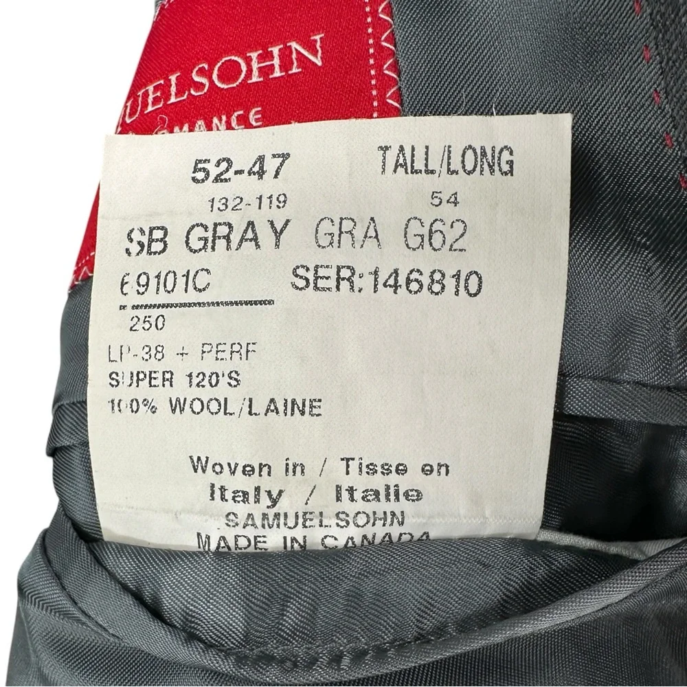 SAMUELSOHN Loro Piana Wool Super 120s Gray Classic Blazer Suit Jacket sz 54